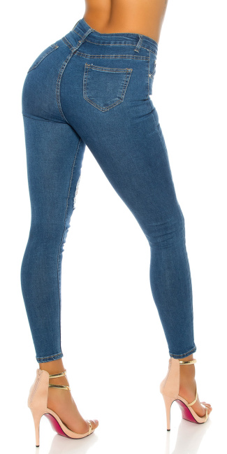Trendy skinny low taille jeans blauw